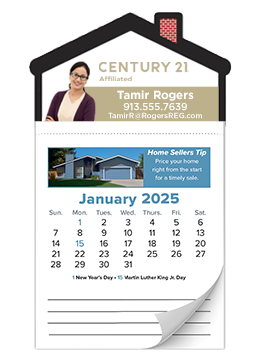 Real Estate clients stay focused on real estate with these house-shaped real estate magnet calendars