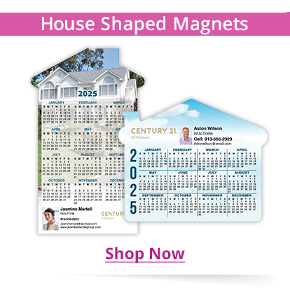 House shaped refrigerator magnets with 2025 calendar