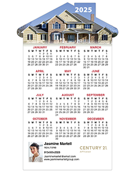 Large calendar magnets for realtors in 2025 house shaped