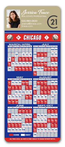 Magnetic Baseball Schedule with Laminated Business Card