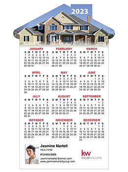 Large calendar magnets for realtors in 2023 house shaped