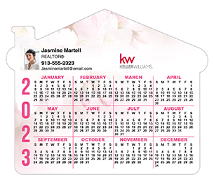Small calendar magnets for realtors in 2023 house shaped