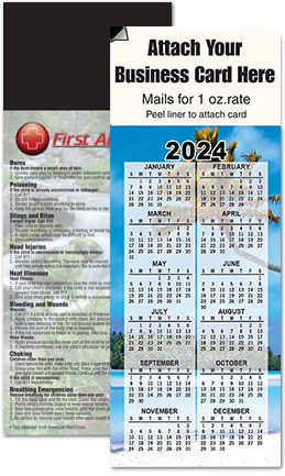Calendar magnets for refrigerator with peel and stick area for real estate business card
